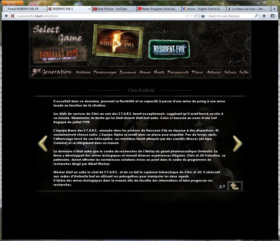 Webdesign: Resident Evil Fr Website