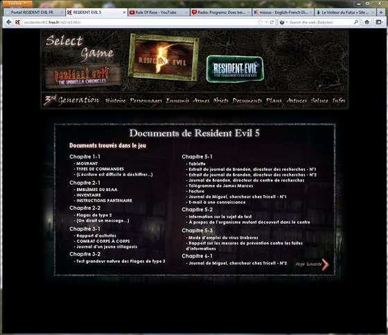 Webdesign: Resident Evil Fr Website