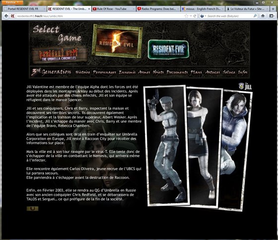 Webdesign: Resident Evil Fr Website