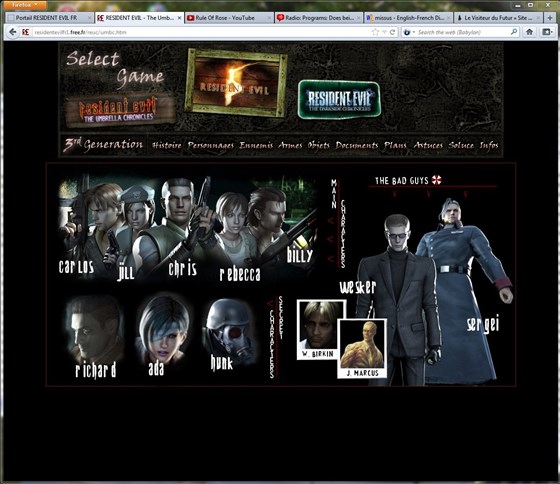Webdesign: Resident Evil Fr Website
