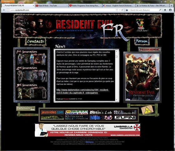 Webdesign: Resident Evil Fr Website